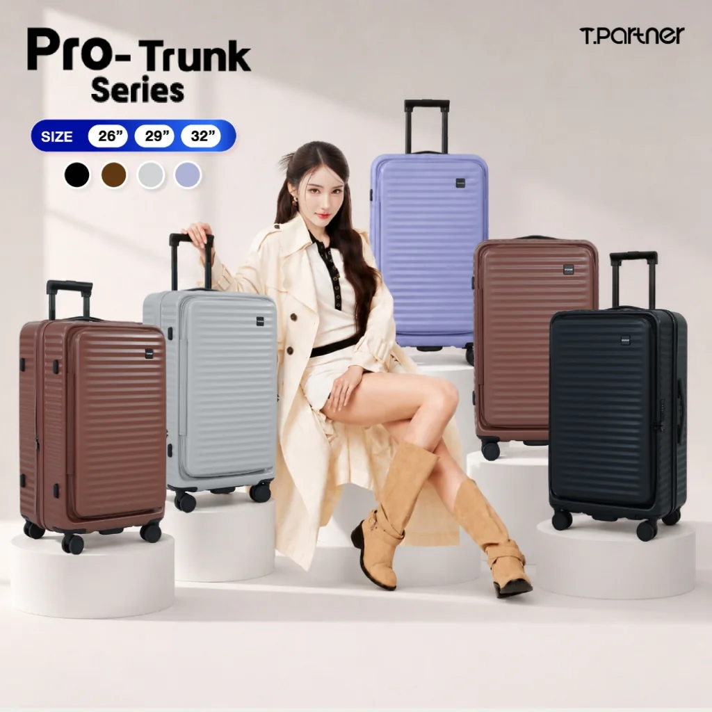 กระเป๋าเดินทาง Tpartner กระเป๋าเดินทางเปิดหน้าทรงถัง รุ่น Pro Trunk Series ขยายข้างได้ #กระเป๋าเดินทาง #กระเป๋าล้อลาก #กระเป๋าเดินทางล้อลาก #อุปกรณ์เดินทาง มุมมองหลัก