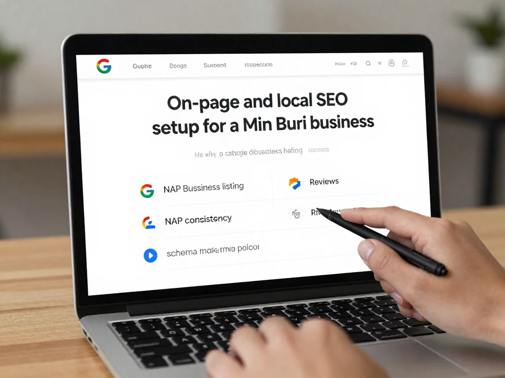 การปรับ On-Page และ Local SEO สำหรับธุรกิจในมีนบุรี: Google My Business, NAP, รีวิว และสคีม่า